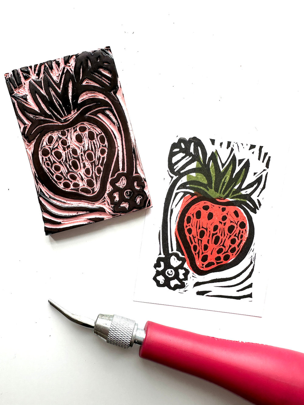 Strawberry linoprint