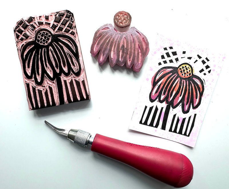 coneflower linoprint