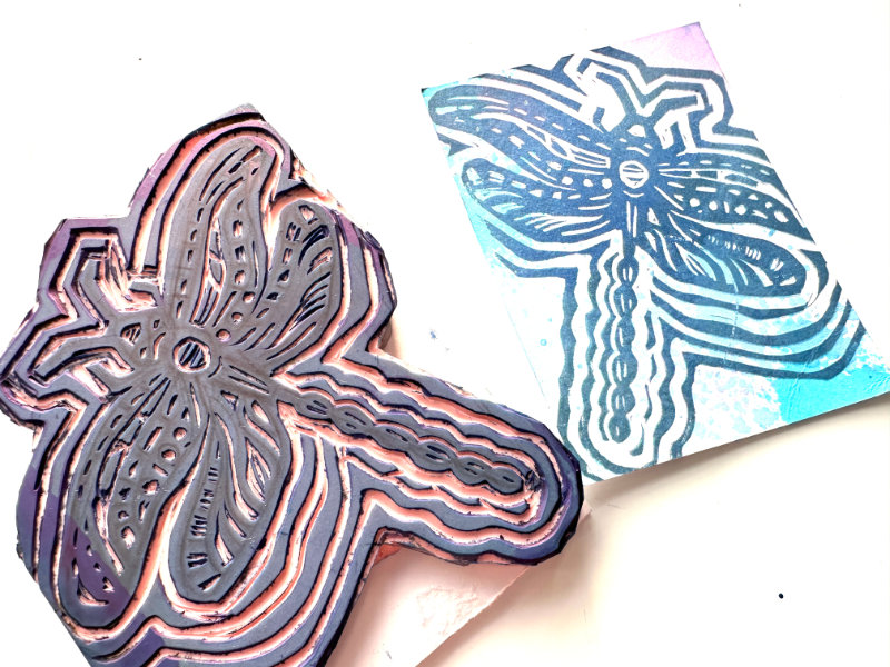 Dragonfly linoprint